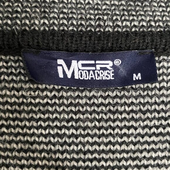 EUC MCR MODACRISE Button Down Black Wool Blend Sweater Knit Cardigan/Jacket sz M - Picture 8 of 9